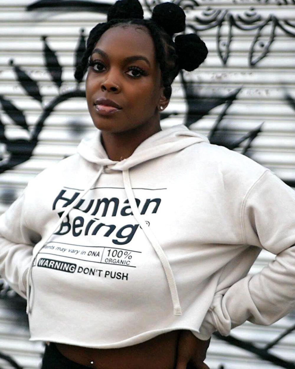 Human Being Lightweight Cropped Hooded Sweatshirt - Lee's Treasure Chest