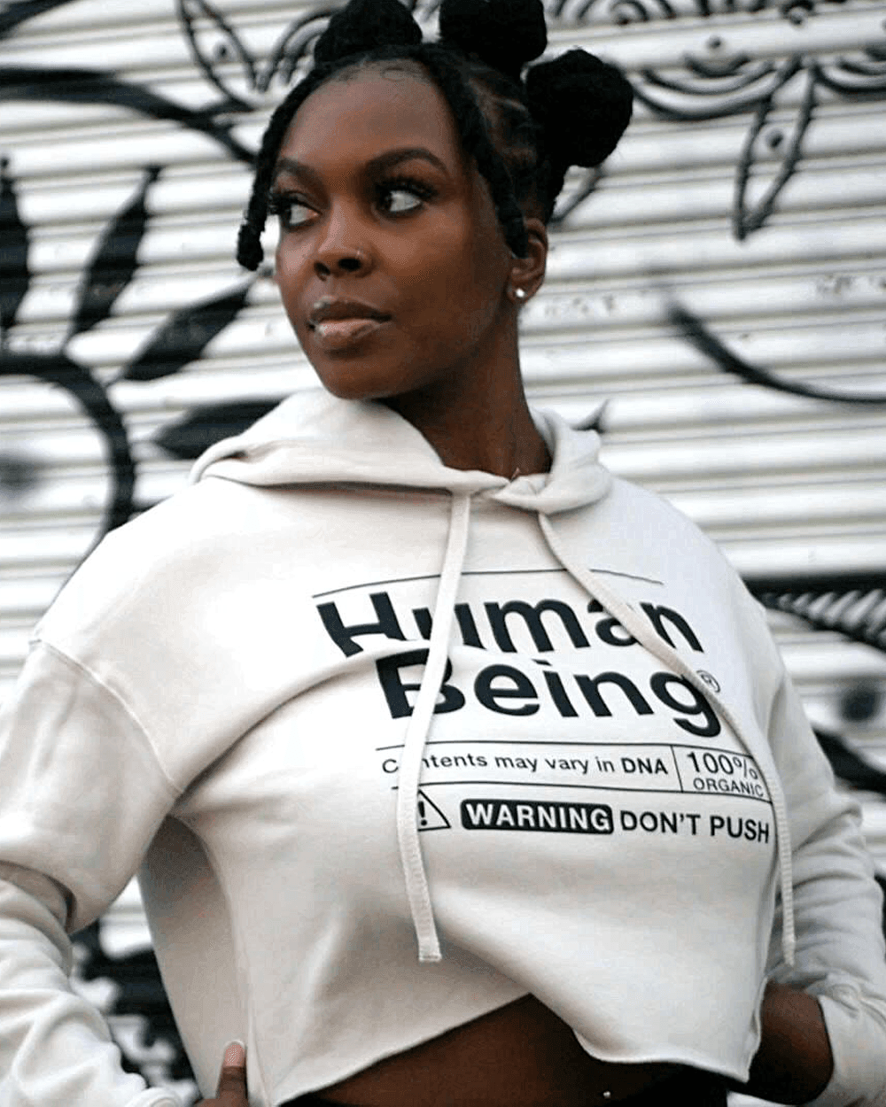 Human Being Lightweight Cropped Hooded Sweatshirt - Lee's Treasure Chest