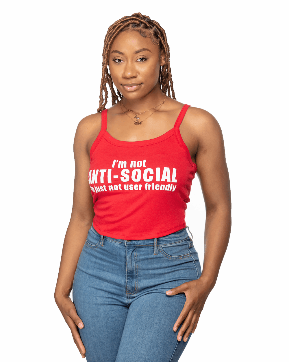 I'm Not Anti-Social Spaghetti Strap Tank - Lee's Treasure Chest