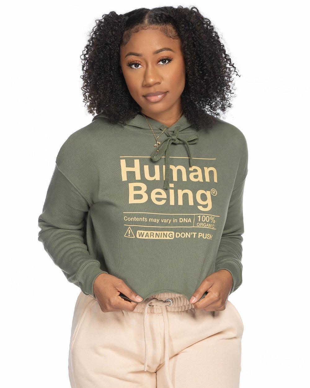 Human Being Lightweight Cropped Hooded Sweatshirt - Lee's Treasure Chest