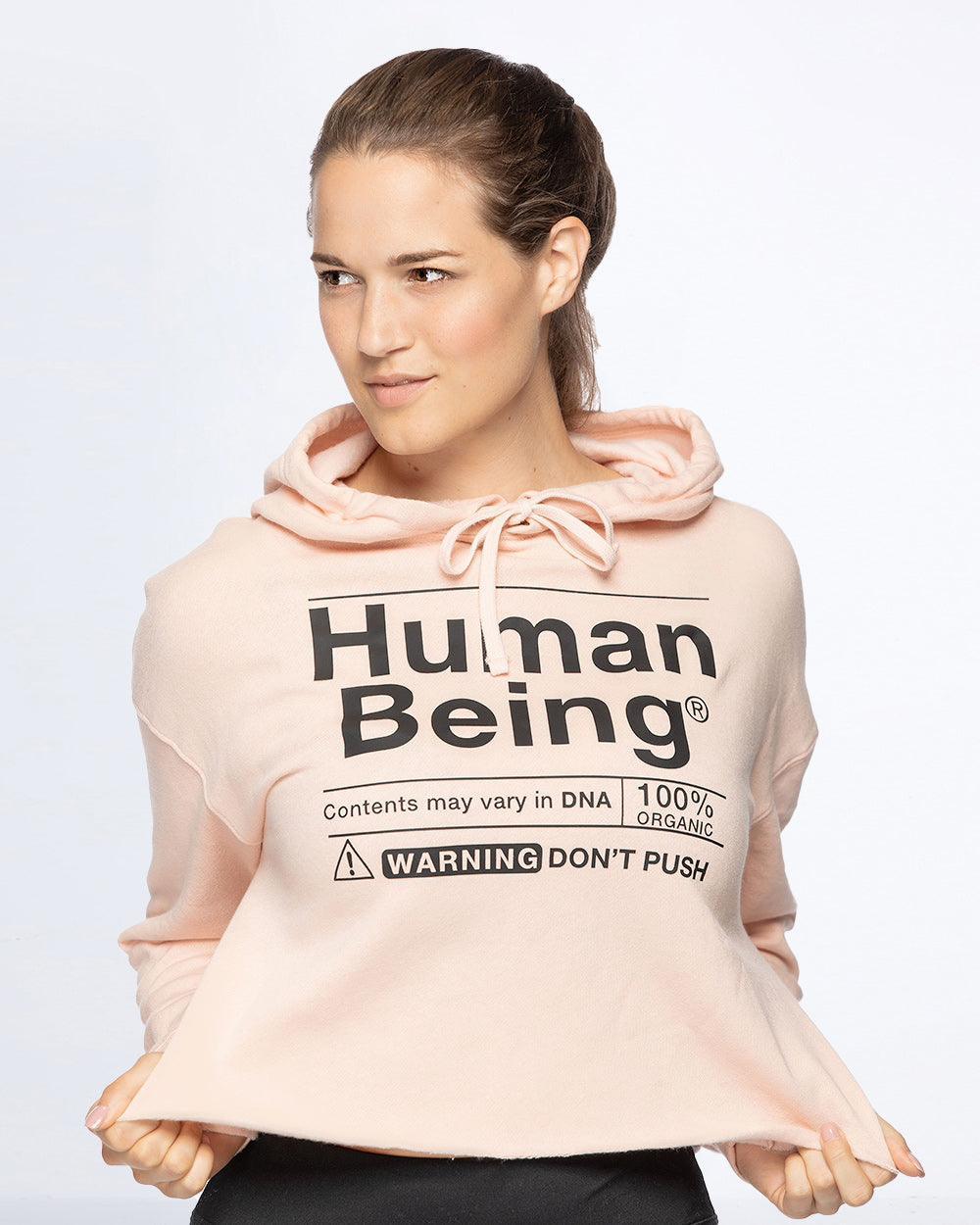 Human Being Lightweight Cropped Hooded Sweatshirt - Lee's Treasure Chest
