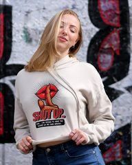 Shh...Crop Fleece Hoodie Sweatshirt