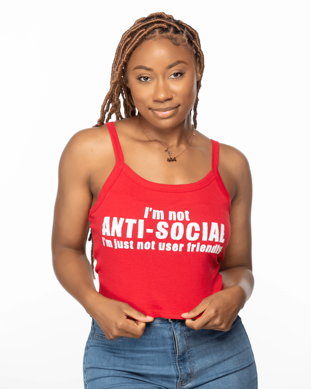 I'm Not Anti-Social Spaghetti Strap Tank - Lee's Treasure Chest 