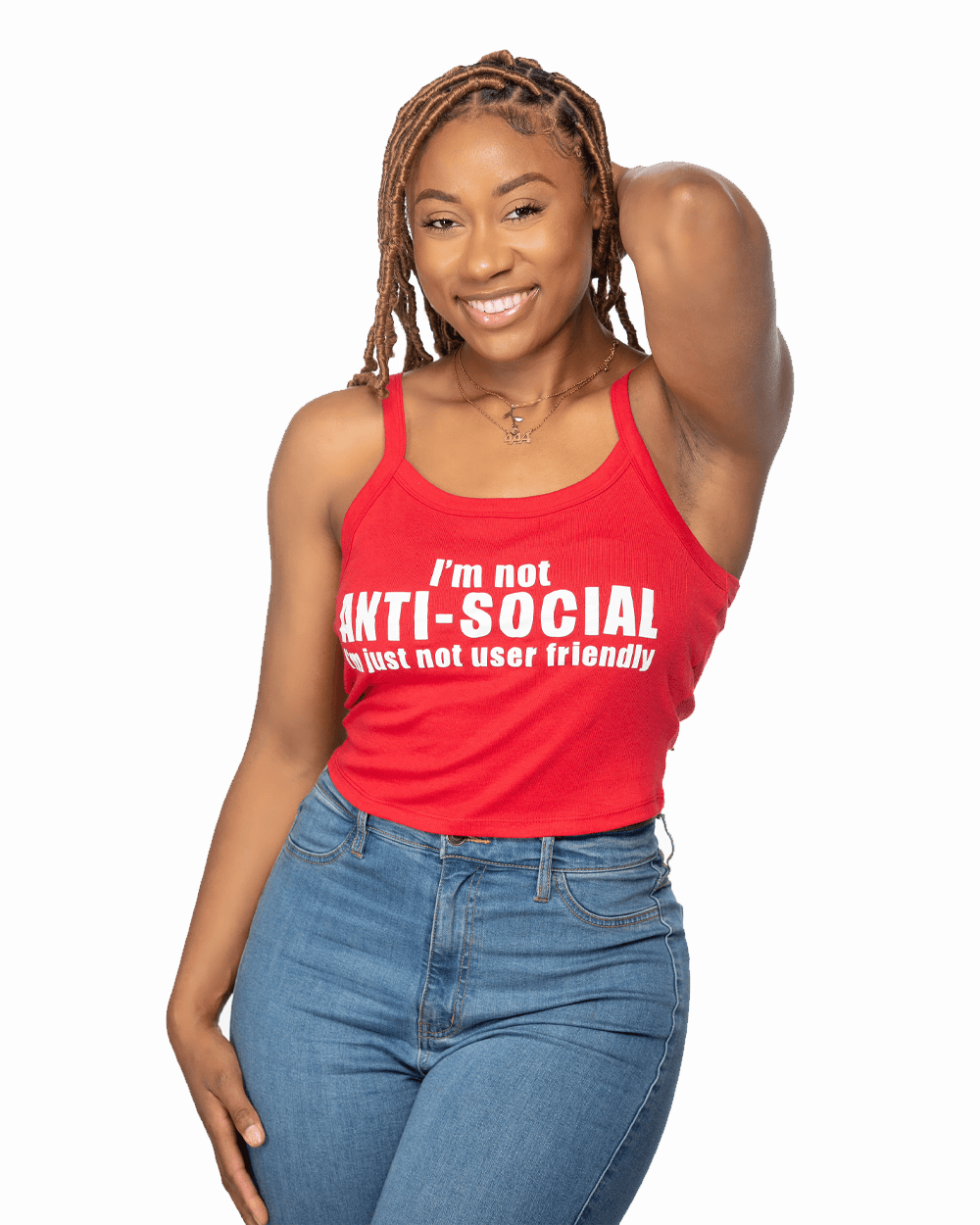 I'm Not Anti-Social Spaghetti Strap Tank - Lee's Treasure Chest 