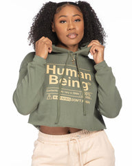 Human Being Lightweight Cropped Hooded Sweatshirt - Lee's Treasure Chest 