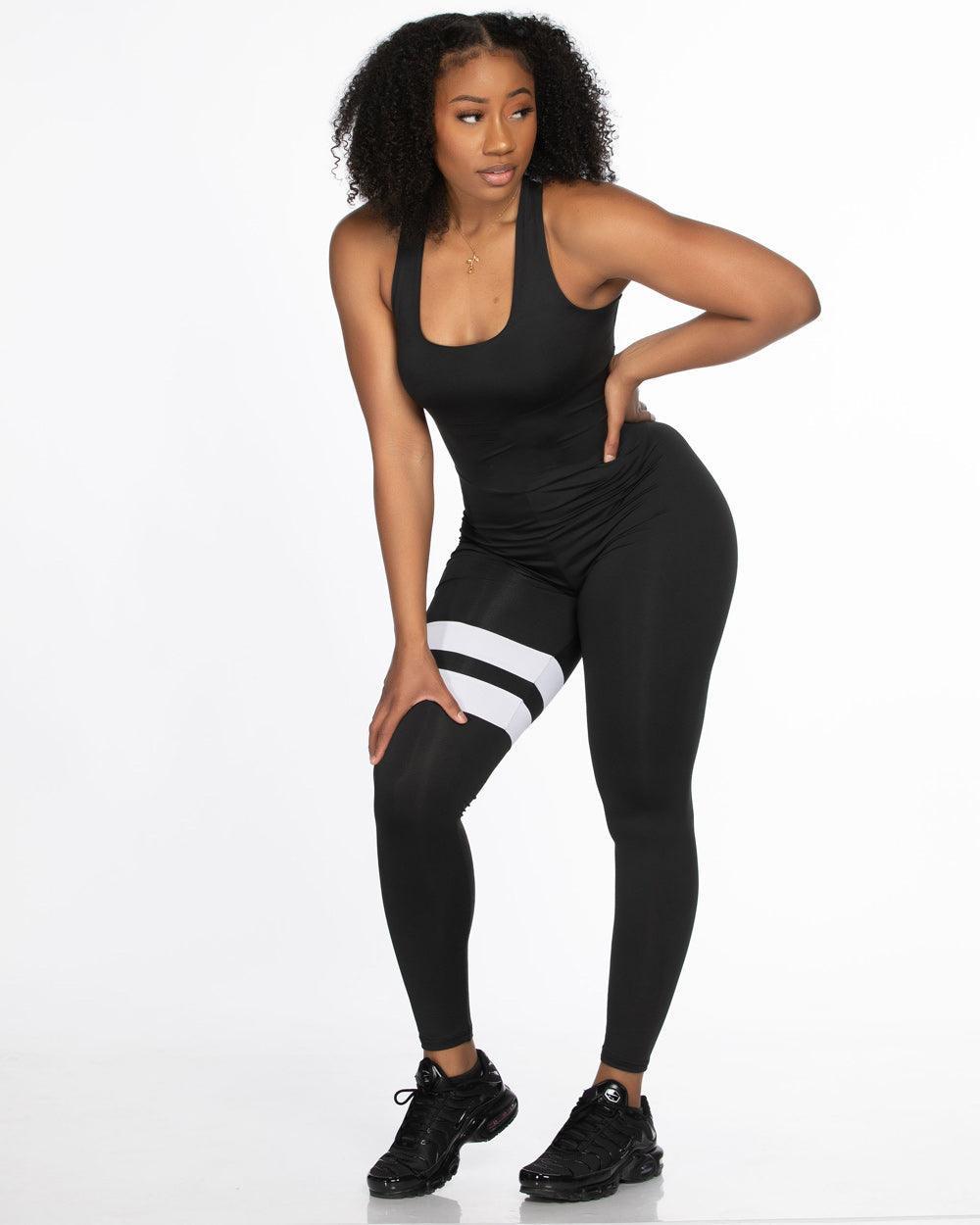 Striped One Piece Fitness Bodysuit - Lee's Treasure Chest 
