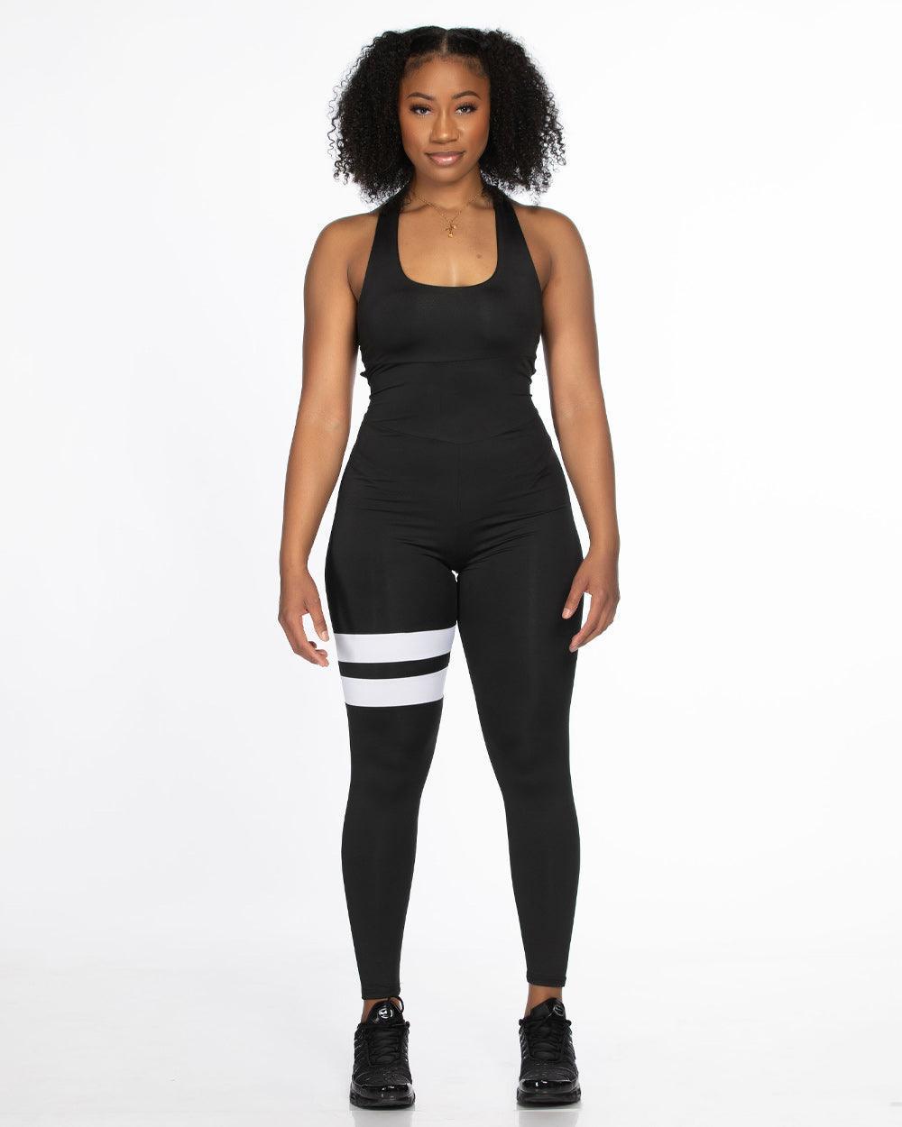 Striped One Piece Fitness Bodysuit - Lee's Treasure Chest 